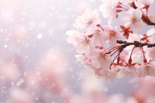 Blossom Blizzard: A gust of wind causes cherry blossoms to cascade like a gentle snowfall.