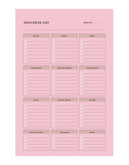 groceries list planner. Plan you food day easily. Vector illustration