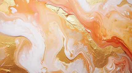 Gold and Champagne overflowing colors. Liquid acrylic picture that flows and splash. Fluid art texture design. Background with floral mixing paint effect. Mixed paints for posters or wallpapers