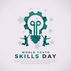 World Youth Skills Day Paper cut style Vector Design Illustration for Background, Poster, Banner, Advertising, Greeting Card