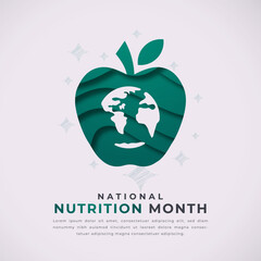 National Nutrition Month Paper cut style Vector Design Illustration for Background, Poster, Banner, Advertising, Greeting Card - obrazy, fototapety, plakaty