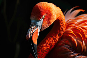 Portrait of Caribbean Flamingo with light exposure AI Generative AI Generative