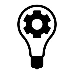 Innovation icon in the form of a light bulb and gear