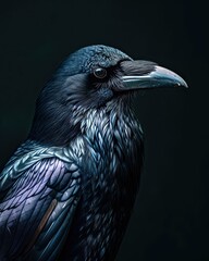 Portrait majestic of Carrion Crow on dark background AI Generative