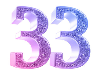 Gradient glitter 3d number33