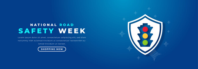 National Road Safety Week Paper cut style Vector Design Illustration for Background, Poster, Banner, Advertising, Greeting Card