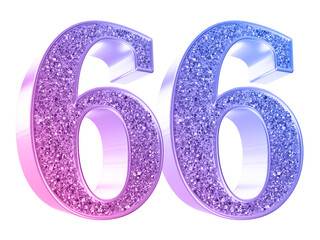 Gradient glitter 3d number66