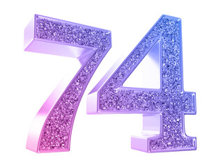 Gradient glitter 3d number74