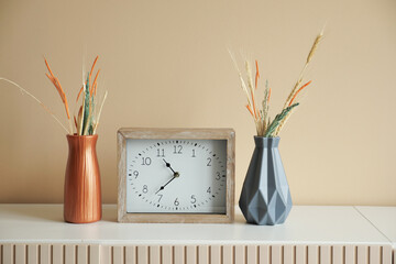 simple modern clock on table 