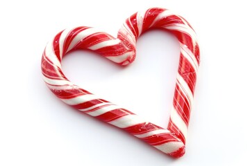 Candy Canes Forming Heart Shape on White Background - Generative AI
