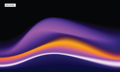 Vibrant fluid gradient light on dark background. Wavy color gradation backdrop. Modern contemporary design for poster, banner, cover, presentation, magazine, leaflet, or catalog.