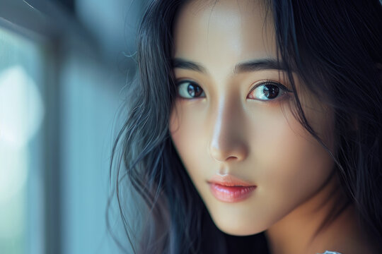 Beautiful Asian model posing for photoshoot