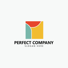 Red, green, and yellow square vector logo. Simple logo for business, company, product, brand, and event.