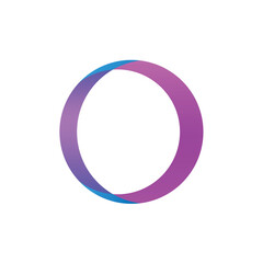 Purple and blue gradient colored intertwined ring vector logo. Logo for apps, company, technology, business, product, brand, event, and organization.