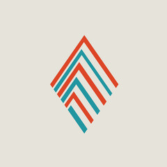 Orange and green colored rhombus chevron vector logo. Logo for company, finance, office, business, industry, event, product, and brand.