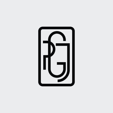 PGJ monogram vector logo. Logo made from thin lines and positioned within a box. Vintage logo for company, business, product, personal brand, and event.