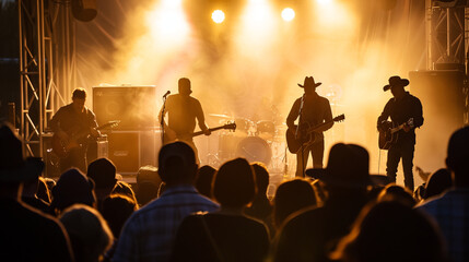 Fototapeta na wymiar A country band in a sunset show