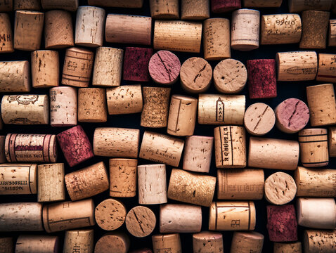 Sculpted Elegance: Background Image Featuring Meticulously Arranged Wine Corks, Crafted from Cork Oak. Earthy Tones and Textures Create an Artful Display, Ideal for Wine-related Concepts, Tasting Even