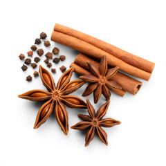 star anise and cinnamon isolate on transparency background png 