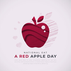 National Eat a Red Apple Day Paper cut style Vector Design Illustration for Background, Poster, Banner, Advertising, Greeting Card