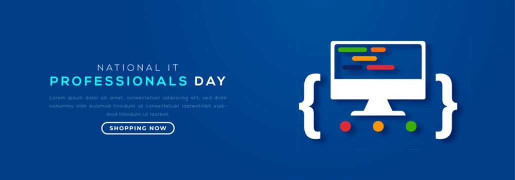 National IT Professionals Day Paper cut style Vector Design Illustration for Background, Poster, Banner, Advertising, Greeting Card
