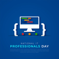 National IT Professionals Day Paper cut style Vector Design Illustration for Background, Poster, Banner, Advertising, Greeting Card