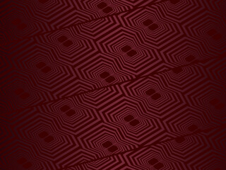 red with a shiny modern geometric pattern. Red steel floor background.