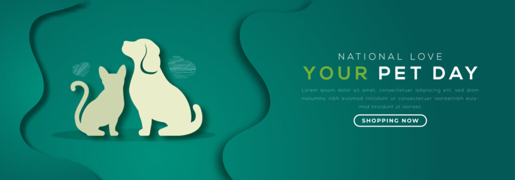 National Love Your Pet Day Paper cut style Vector Design Illustration for Background, Poster, Banner, Advertising, Greeting Card - Powered by Adobe
