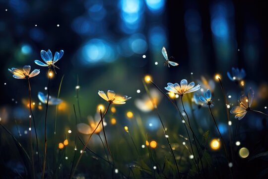 Firefly Fantasy: Simulate fireflies , the impression of magical creatures around the flowers.