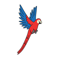 Parrot cartoon icon. Flat illustration of parrot vector icon for web design