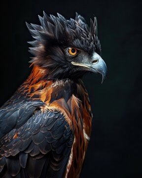Side view angry Long-crested Eagle AI Generative