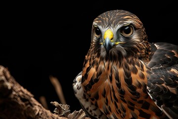 Portrait macro of Northern Harrier isolated on black AI Generative