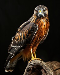 Majestic of Northern Harrier standing on old wood AI Generative