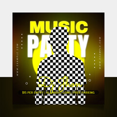Night music party social media post banner