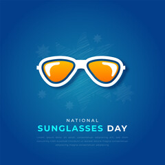 National Sunglasses Day Paper cut style Vector Design Illustration for Background, Poster, Banner, Advertising, Greeting Card