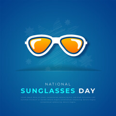 National Sunglasses Day Paper cut style Vector Design Illustration for Background, Poster, Banner, Advertising, Greeting Card