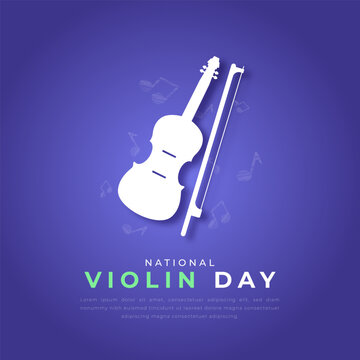 National Violin Day Paper cut style Vector Design Illustration for Background, Poster, Banner, Advertising, Greeting Card