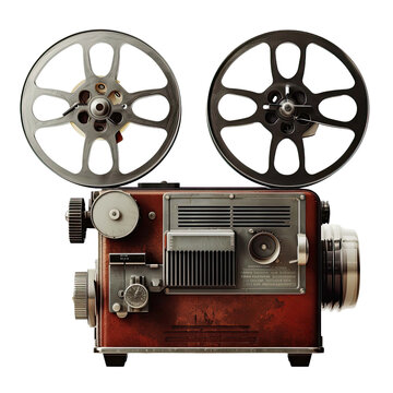 Vintage 8mm home movie projector isolated on transparent background
