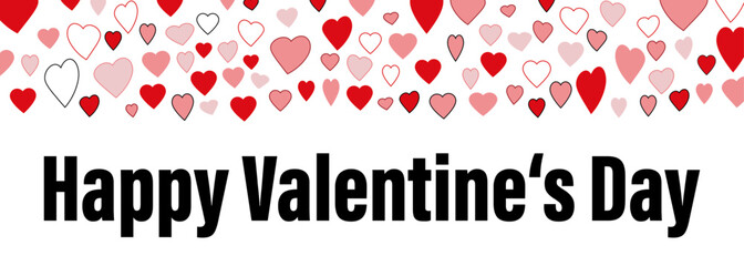 Happy Valentine's Day - Text and hearts on a white background