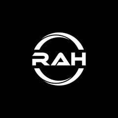RAH letter logo design with black background in illustrator, cube logo, vector logo, modern alphabet font overlap style. calligraphy designs for logo, Poster, Invitation, etc.