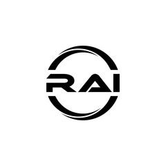 RAI letter logo design with white background in illustrator, cube logo, vector logo, modern alphabet font overlap style. calligraphy designs for logo, Poster, Invitation, etc.