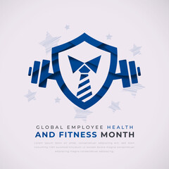 Global Employee Health and Fitness Month Paper cut style Vector Design Illustration for Background, Poster, Banner, Advertising, Greeting Card