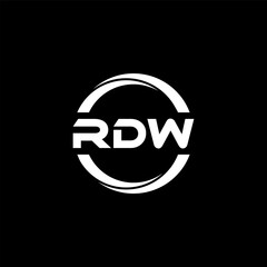 RDW letter logo design with black background in illustrator, cube logo, vector logo, modern alphabet font overlap style. calligraphy designs for logo, Poster, Invitation, etc.