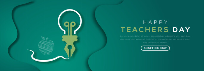 Happy Teachers Day Paper cut style Vector Design Illustration for Background, Poster, Banner, Advertising, Greeting Card