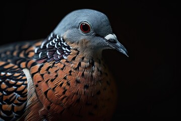 Portrait macro of Spotted Dove isolated on black AI Generative