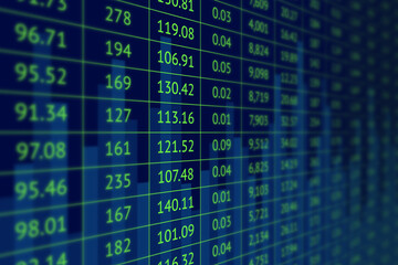 Digital summary table with numerical data and diagram