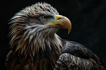 Obraz premium Majestic White-tailed Eagle Isolated on black AI Generative