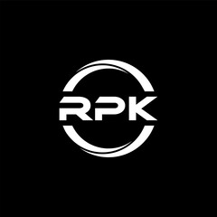 RPK letter logo design with black background in illustrator, cube logo, vector logo, modern alphabet font overlap style. calligraphy designs for logo, Poster, Invitation, etc.