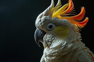 Portrait of Yellow-crested Cockatoo isolated on  black AI Generative