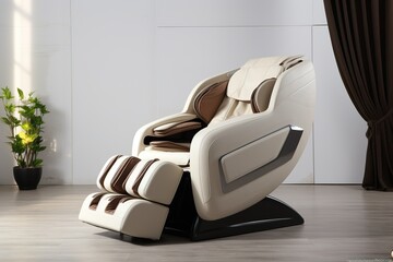 massage chair during the daytime, exquisite modern living room, commercial product shooting